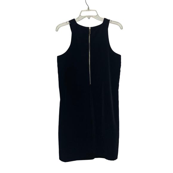OLEG CASSINI Sleeveless Mini Shift Dress Pleated Front Scoop Neck Black Size S - Picture 3 of 11